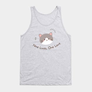 Nine Lives, One Love Cat Tank Top